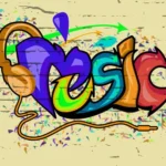 גרפיטי מוזיקה בגווני כתום | StickDecor