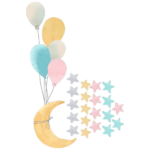 ירח מרחף עם בלונים | StickDecor