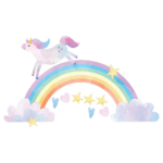 חד קרן קופץ על קשת בענן | StickDecor