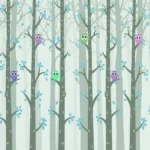 יער ירקרק וינשופים מתוקים | StickDecor