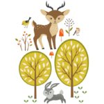 ארנבון ואייל חמודים ביער | StickDecor
