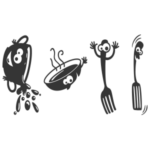 מדבקת קיר למטבח- כלים שובבים | StickDecor