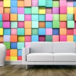 מדבקת טפט ריבועים צבעוניים | StickDecor