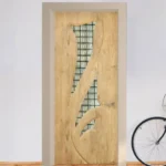 מדבקה לדלת שילוב של עץ וזכוכית | StickDecor