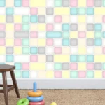 טפט קיר חדר ילדים צבעי פסטל | StickDecor