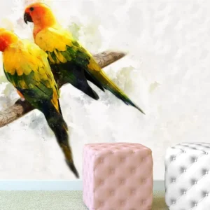 מדבקת טפט תוכים מצויירים לחדרי ילדים