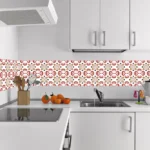 מדבקות אריחים בגווני לבן בורדו | StickDecor