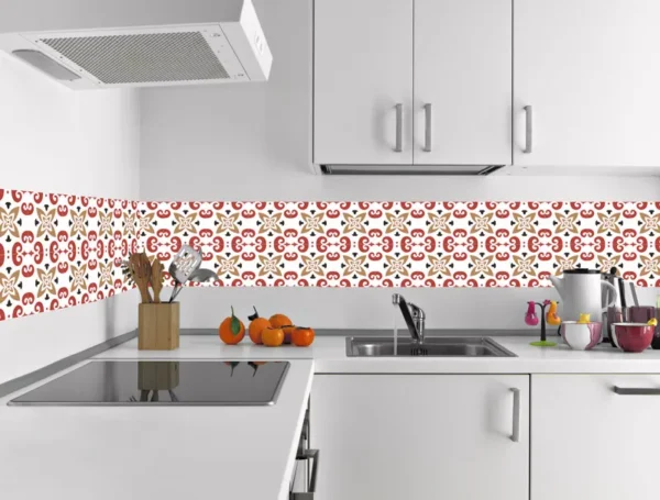 מדבקות אריחים בגווני לבן בורדו