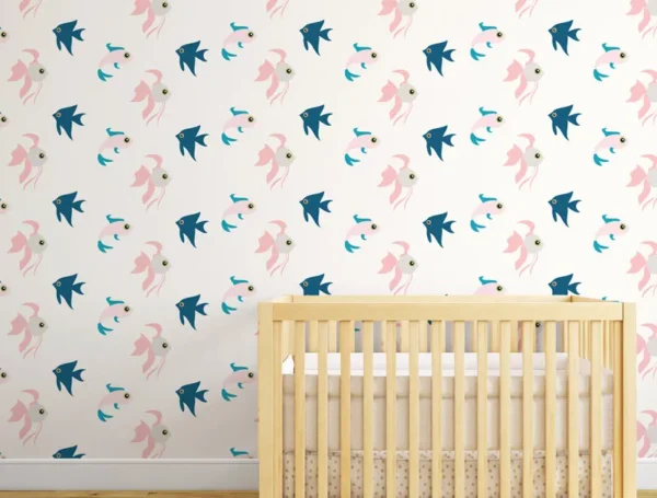 טפט דגיגונים כחולים לחדרי תינוקות