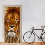טפט לדלת דמוי אריה מאוייר | StickDecor