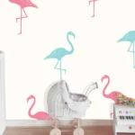 טפט פלמינגו ורוד תכלת | StickDecor
