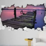 חור בקיר גשר ואגם סגול | StickDecor