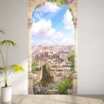 שער פרחוני עם נוף לעיר | StickDecor