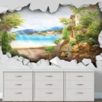 חור בקיר עיירה קטנה על שפת הים | StickDecor