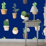 קקטוסים על רקע כחול כהה | StickDecor