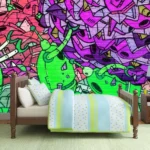גרפיטי רובוטים סגול ורוד ירוק | StickDecor