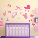 סט מדבקות לחדר תינוקות - ורוד | StickDecor
