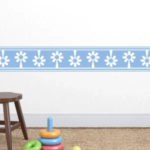 מדבקת קיר | פרחים בגוון תכלת עדין
