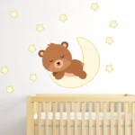 דובון מתוק ישן על הירח | StickDecor