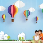 כדורים פורחים צבעוניים בשמים | StickDecor
