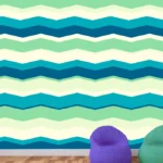 פסי זיגזג כחול ירוק | StickDecor