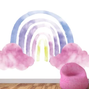 קשת ועננים ורודים