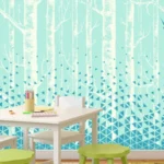 יער מאוייר כחול בהיר | StickDecor