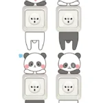 סט 4 מדבקות - פנדות חמודות לשקע | StickDecor