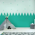 עיצוב זיגזג ופרחים קטנים בגווני טורקיז | StickDecor