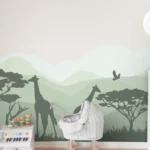 ספארי ג'ירפות בגווני ירוק עדין | StickDecor