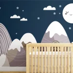 הרים מעוצבים ירח וכוכבים בגוונים כהים