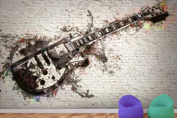 גרפיטי גיטרה חשמלית אדומה