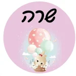 סט מדבקות שם | ארנב בבלונים