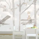מדבקת טפט | חיות חמודות על מטוסים