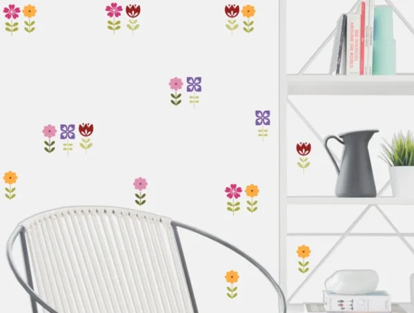 מדבקת קיר | סט פרחים צבעוניים