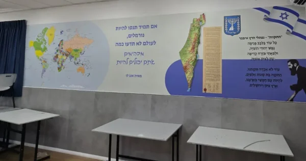 מדבקת טפט מעוצבת מפת עולם והמנון - אם תמיד תנסו להיות נורמלי