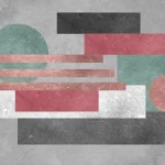 מדבקת טפט | עיגולים ומלבנים ירוק אדום