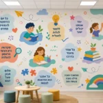 קווים מתפתלים בגוונים של כחול וקרם על רקע בהיר