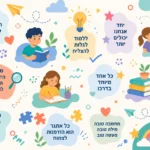 דוגמה גיאומטרית צבעונית בגווני כחול וירוק על רקע בהיר