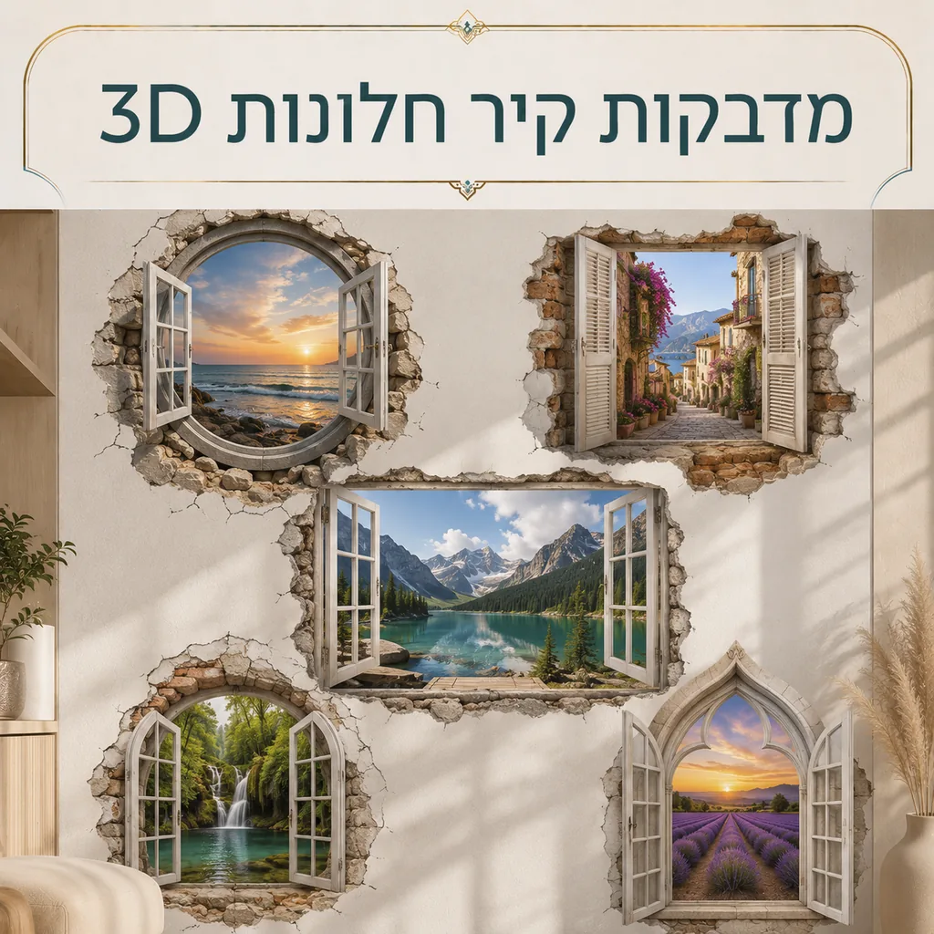 מדבקות קיר חלונות 3D