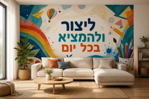 טפט קשת צבעים וכלי אמנות