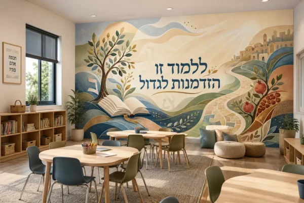 ספר פתוח עם נוף כפרי