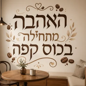 אהבת קפה בעיטור פולי קפה