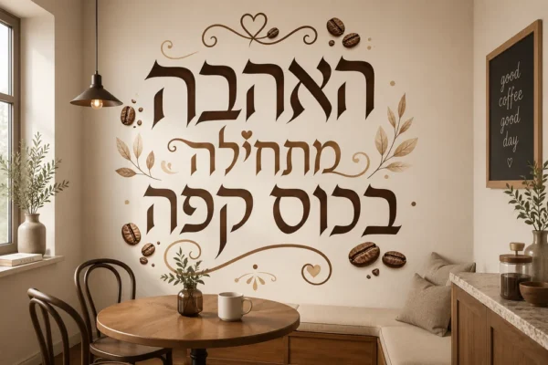 אהבת קפה בעיטור פולי קפה