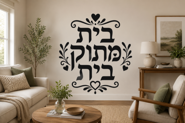 מדבקת צללית שחורה עם הכיתוב 'בית מתוק בית'