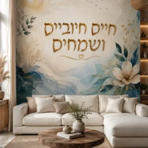 פרחים וטקסט עברי