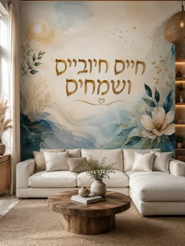 פרחים וטקסט עברי