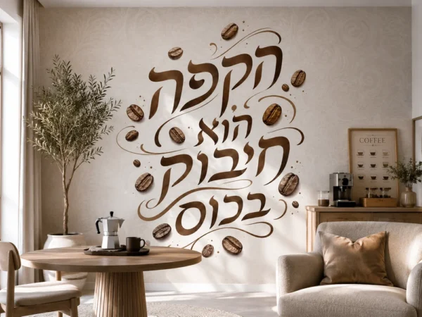 ציטוט עברי עם פולי קפה מאוירים
