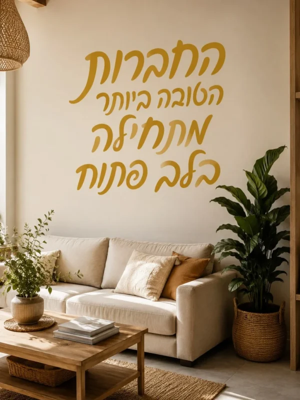 מדבקת טקסט עברי חמים