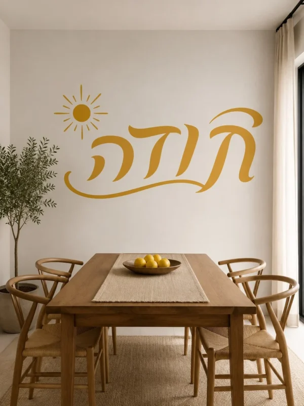 טקסט עברי ושמש בעיצוב נעים